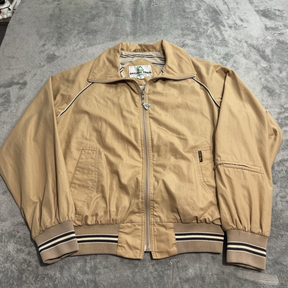 VTG 80s Pacific Trail Striped Bomber Jacket Mens S Ski Outdoor Indie Retro